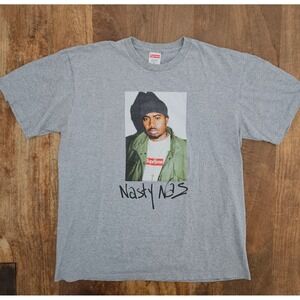 Supreme Nasty Nas Tee Mens Medium Grey FW17 Collection T-Shirt Collab Piece